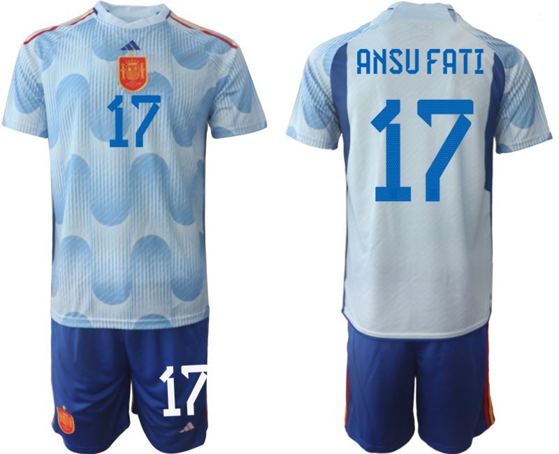 Men 2022 World Cup National Team Spain away blue #17 Soccer Jerseys->portugal jersey->Soccer Country Jersey
